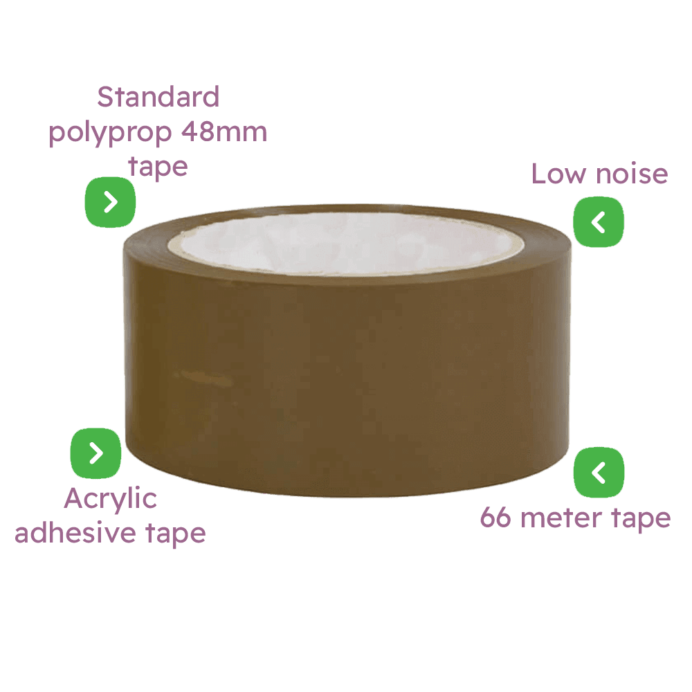 Brown Low Noise Packing Parcel Tape - 48mmx66m