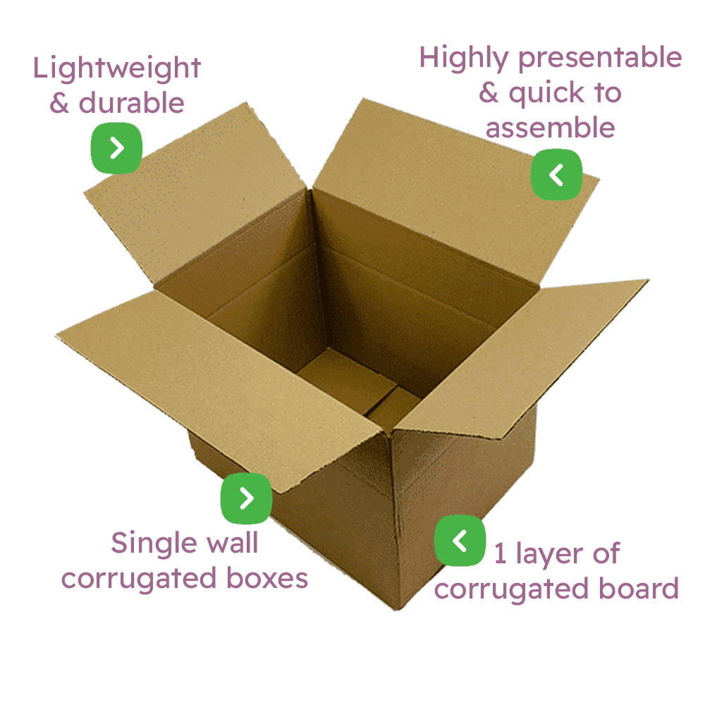 Single Wall Cardboard Boxes – 305x229x229mm Infographic