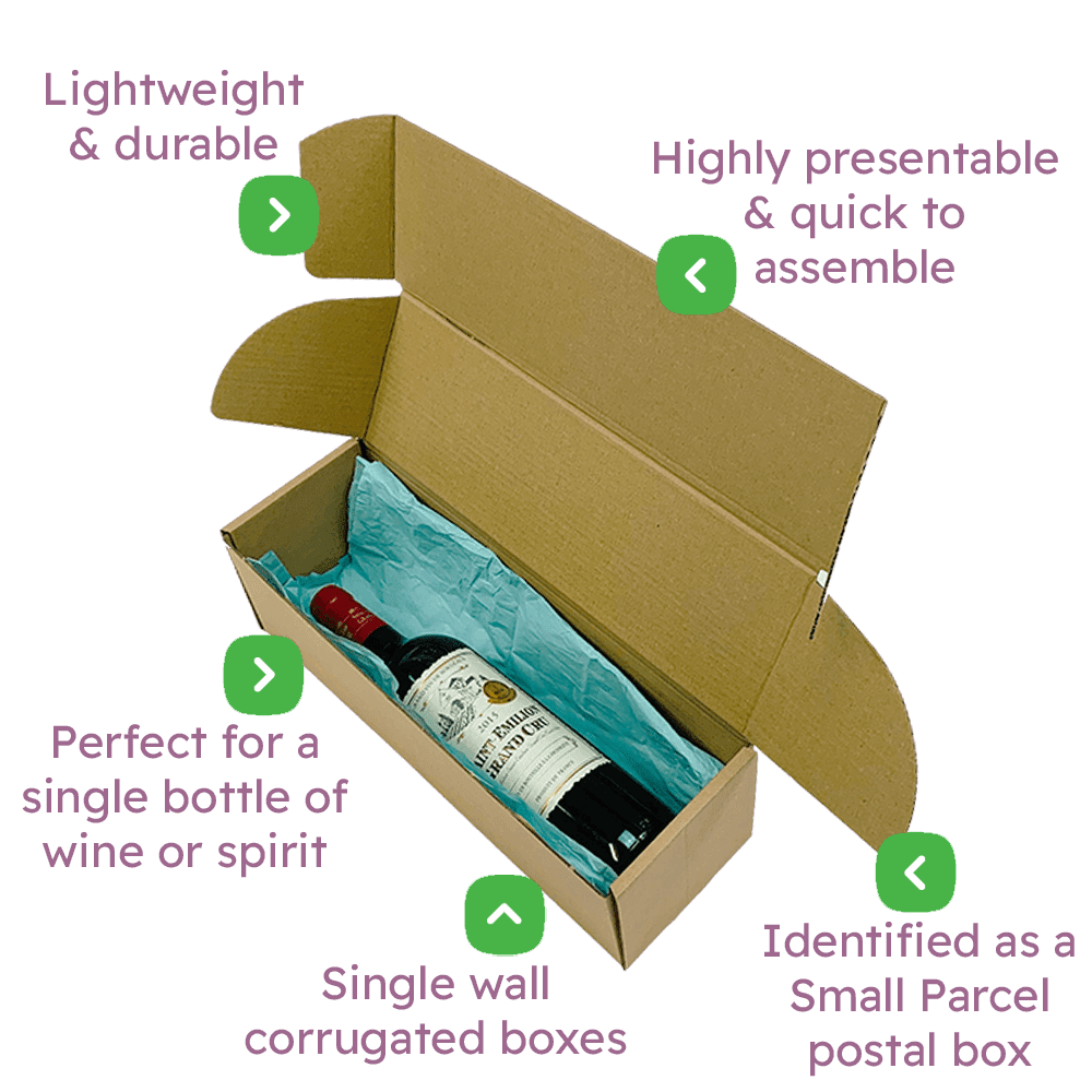 Brown PiP Small Parcel Postal Box - 340x110x110mm Infographic