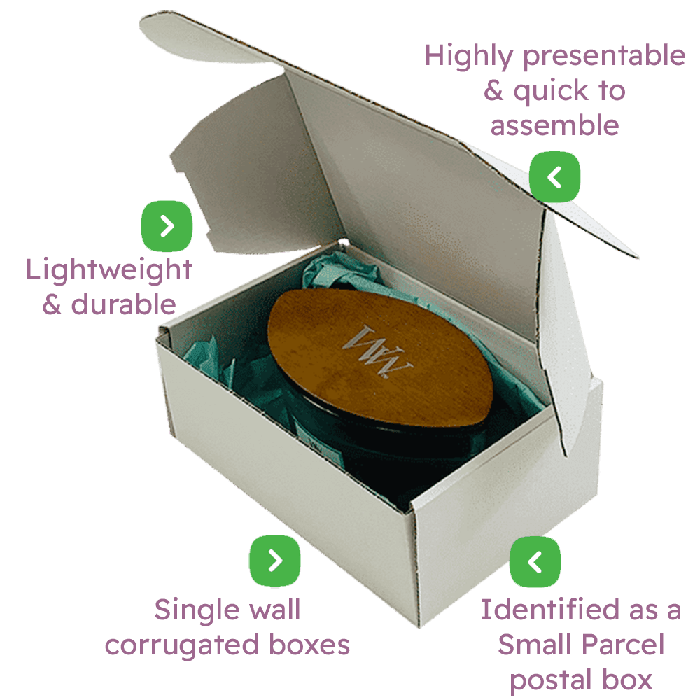 White PiP Small Parcel Postal Box - 222x150x88mm Infographic