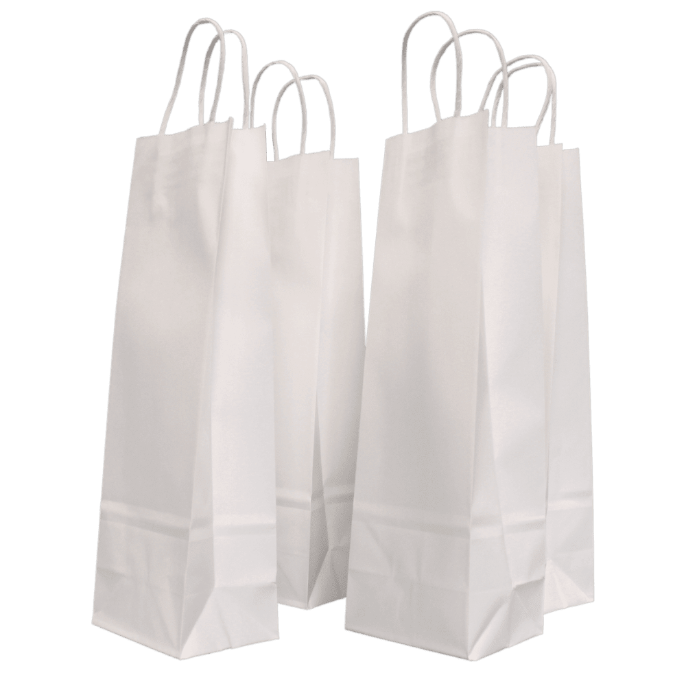 White Twist Handle Paper Carrier Bags - 110x85x360mm