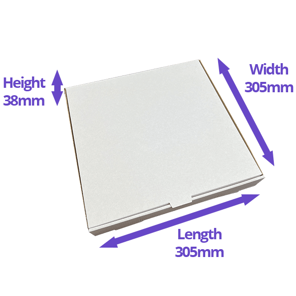 White 12" (Inch) Takeaway Pizza Box - 305x305x38mm