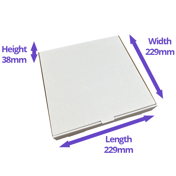 White 9" (Inch) Takeaway Pizza Box - 229x229x38mm