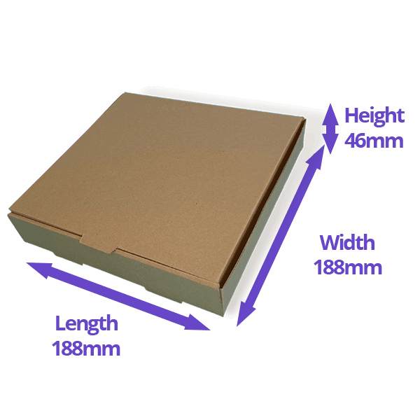 Brown 7" (Inch) Takeaway Pizza Box - 188x188xx46mm