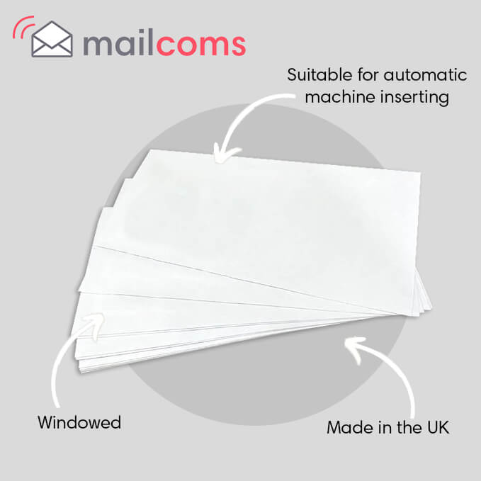 White DL+ Gummed Plain (Non Window) Envelopes (110mm x 220mm)
