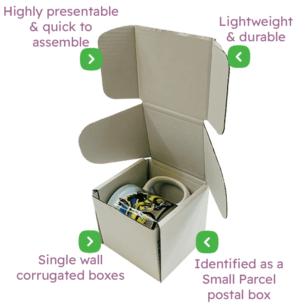 White PiP Small Parcel Postal Box - 102x102x102mm Infographic