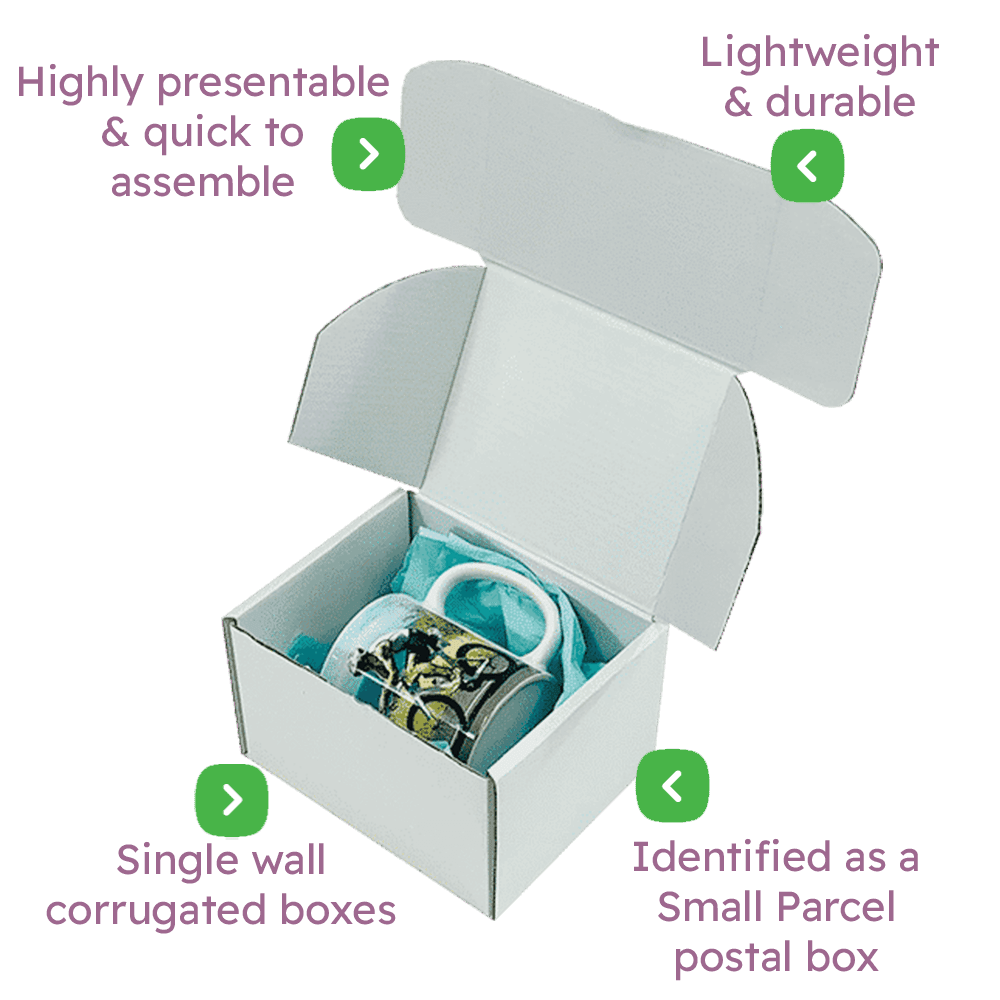 White PiP Small Parcel Postal Box - 152x127x95mm Infographic