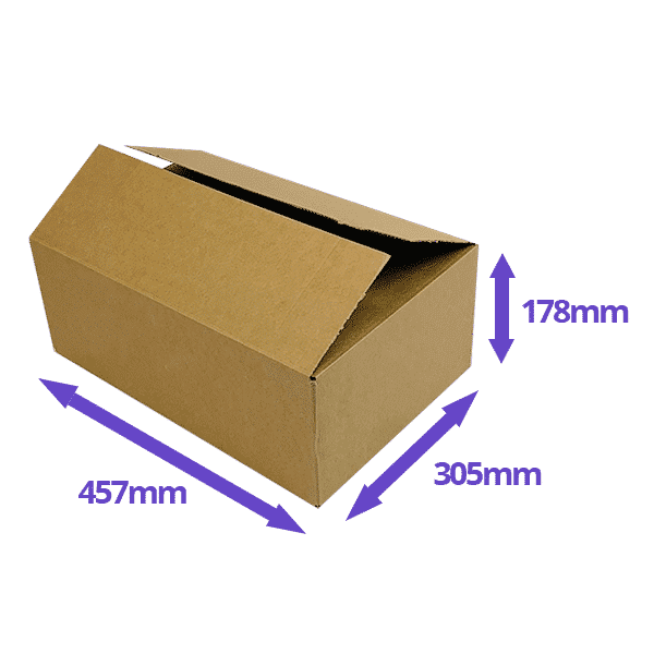 Single Wall Cardboard Boxes - 457x305x178mm - Pack Of 10, 25 & 50