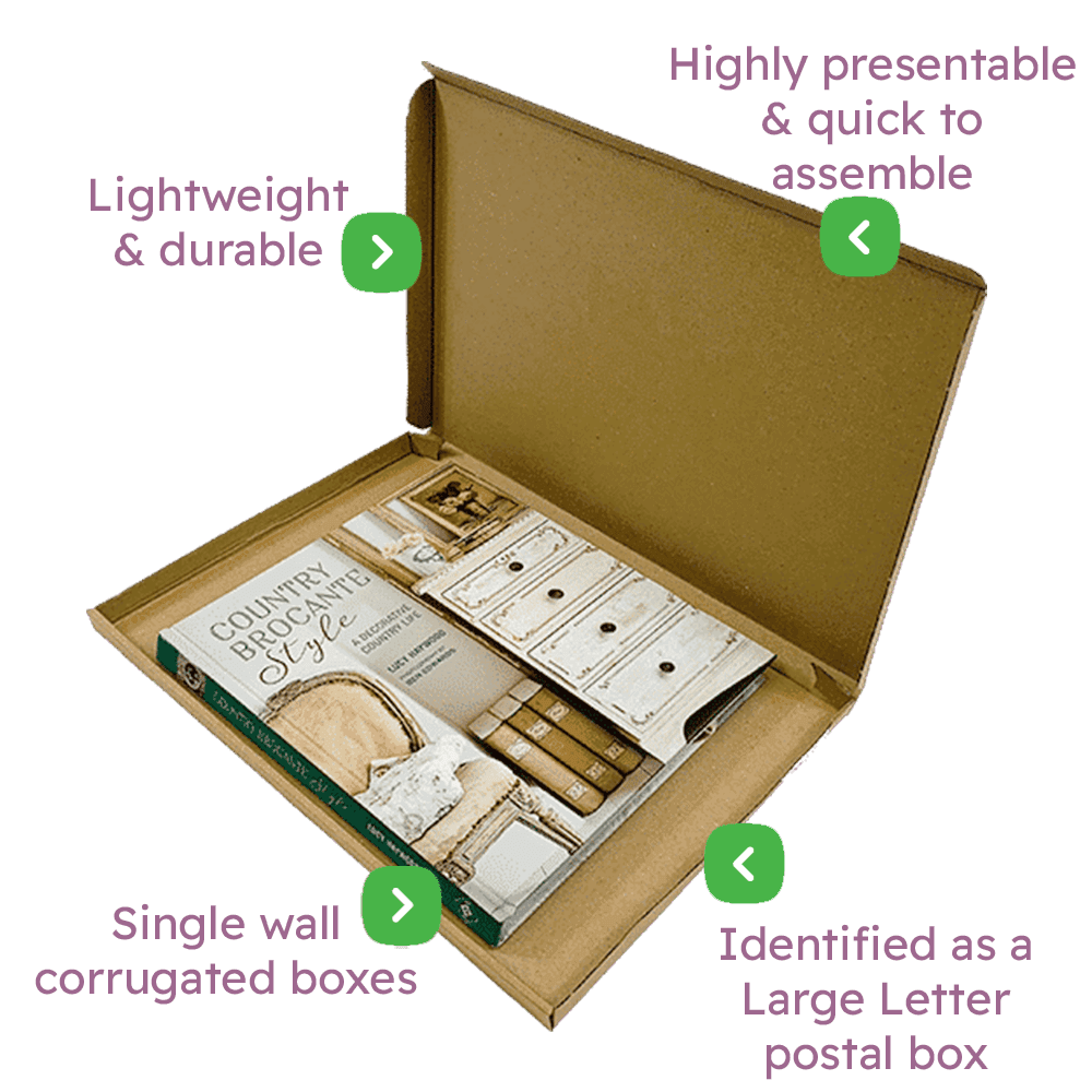 Brown PiP Large Letter Postal Box – 344x235x17mm Infographic