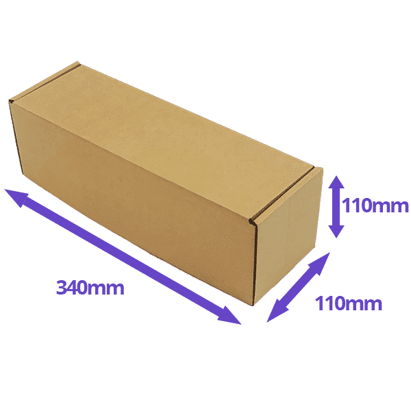 Single Bottle Air Packaging Kit - Includes Air Cushioning Bags, Brown Postal Boxes & Hand Pump - Dimensions