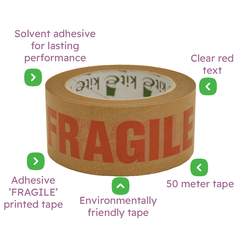 Paper Kraft 'FRAGILE' Packing Parcel Tape - 50mmx50m