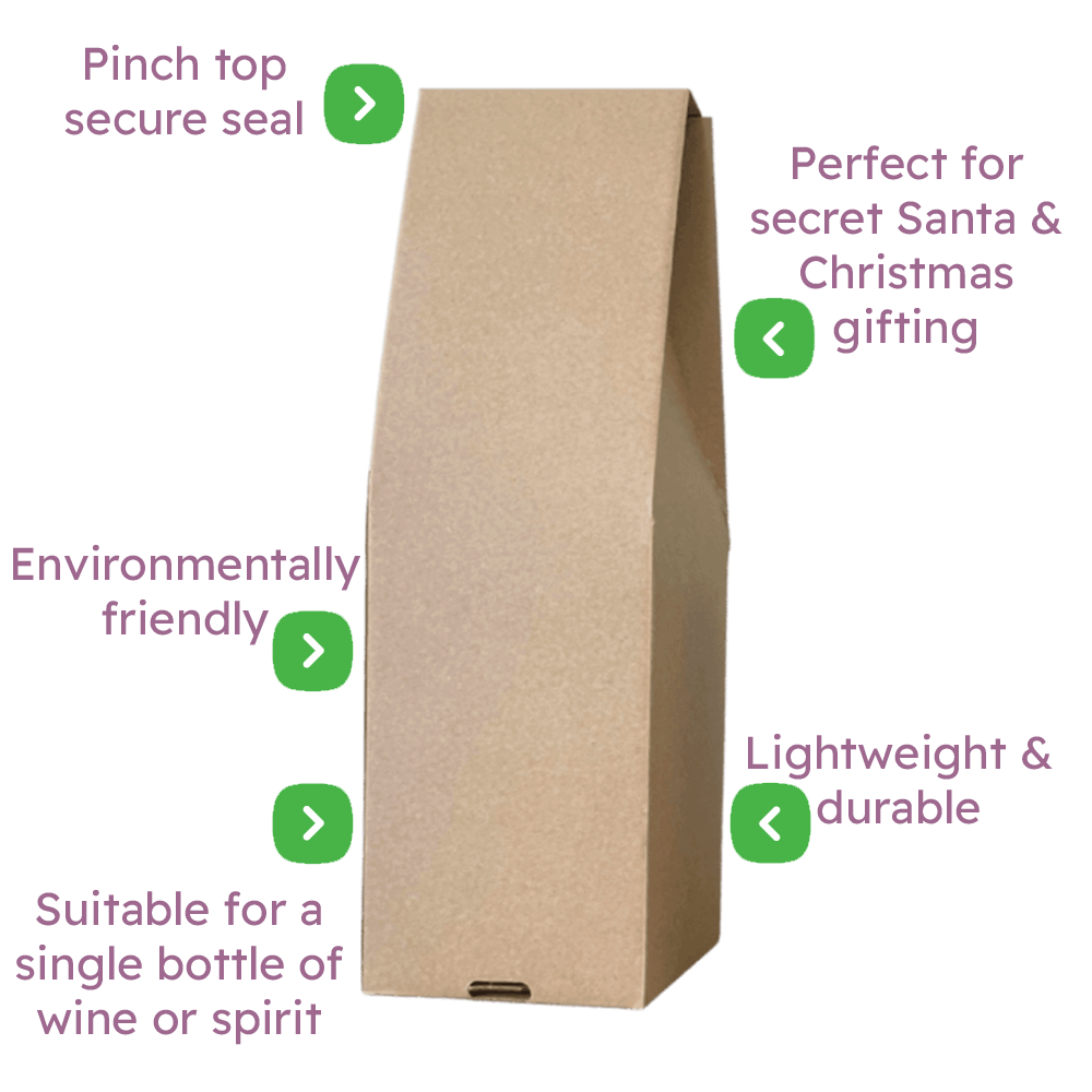 Single Bottle Brown Pinch Top Box - 120x120x395mm