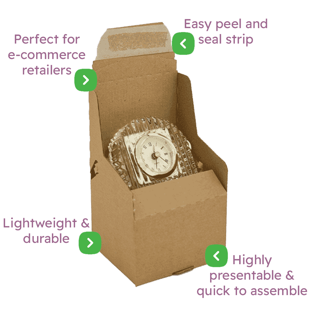 Brown E-Commerce Postal Box - 110x100x70mm Infographic
