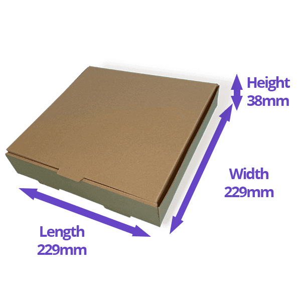 Brown 9" (Inch) Takeaway Pizza Box - 229x229x38mm