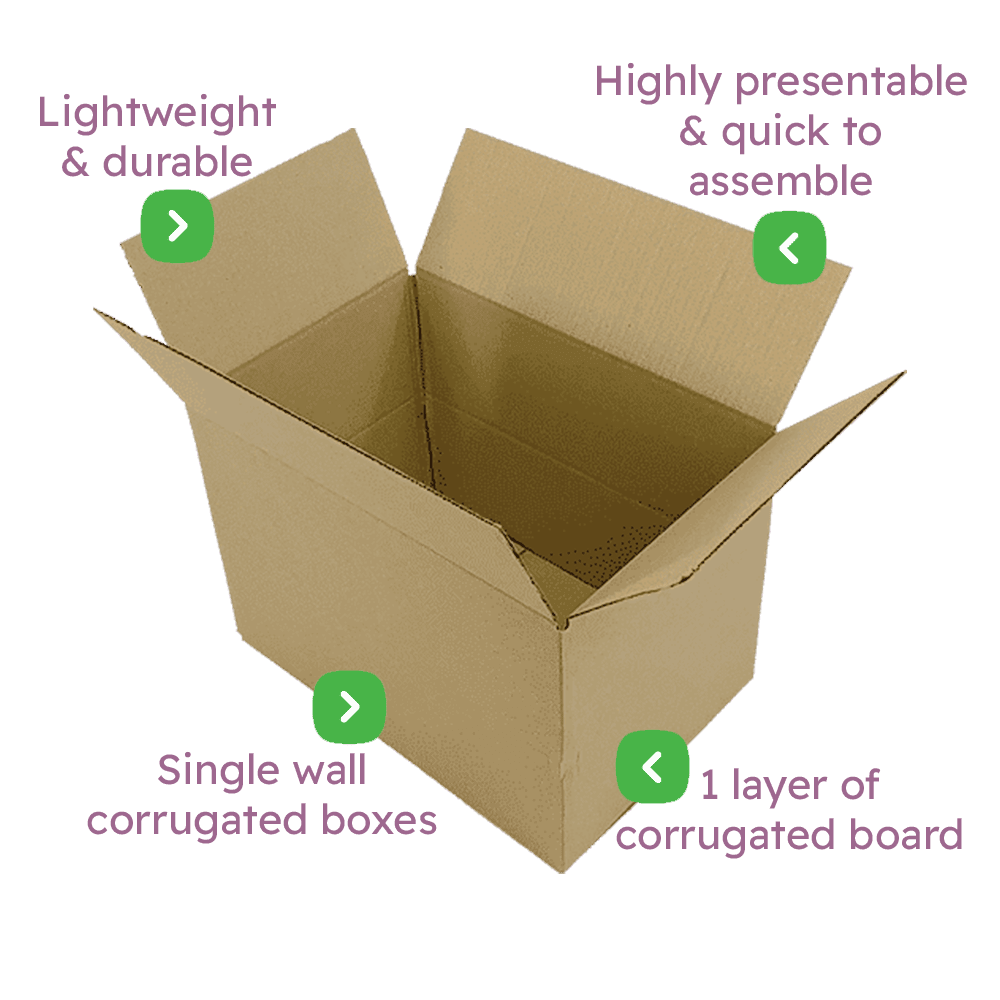 Single Wall Cardboard Boxes - 381x254x254mm Infographic