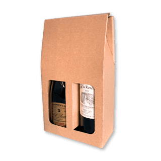 Double Bottle Brown Pinch Top Bottle Carrier Box - 182x91x323mm