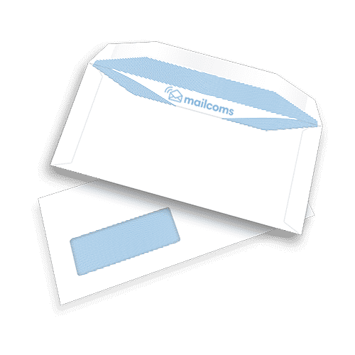White DL+ Gummed Plain Windowed (45mm x 90mm Window) Folding Inserting Machine Envelopes (114mm x 235mm)