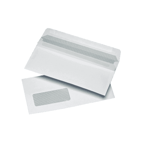 1000 White DL Windowed (35mm x 90mm) Self Seal Envelopes (121mm x 235mm)