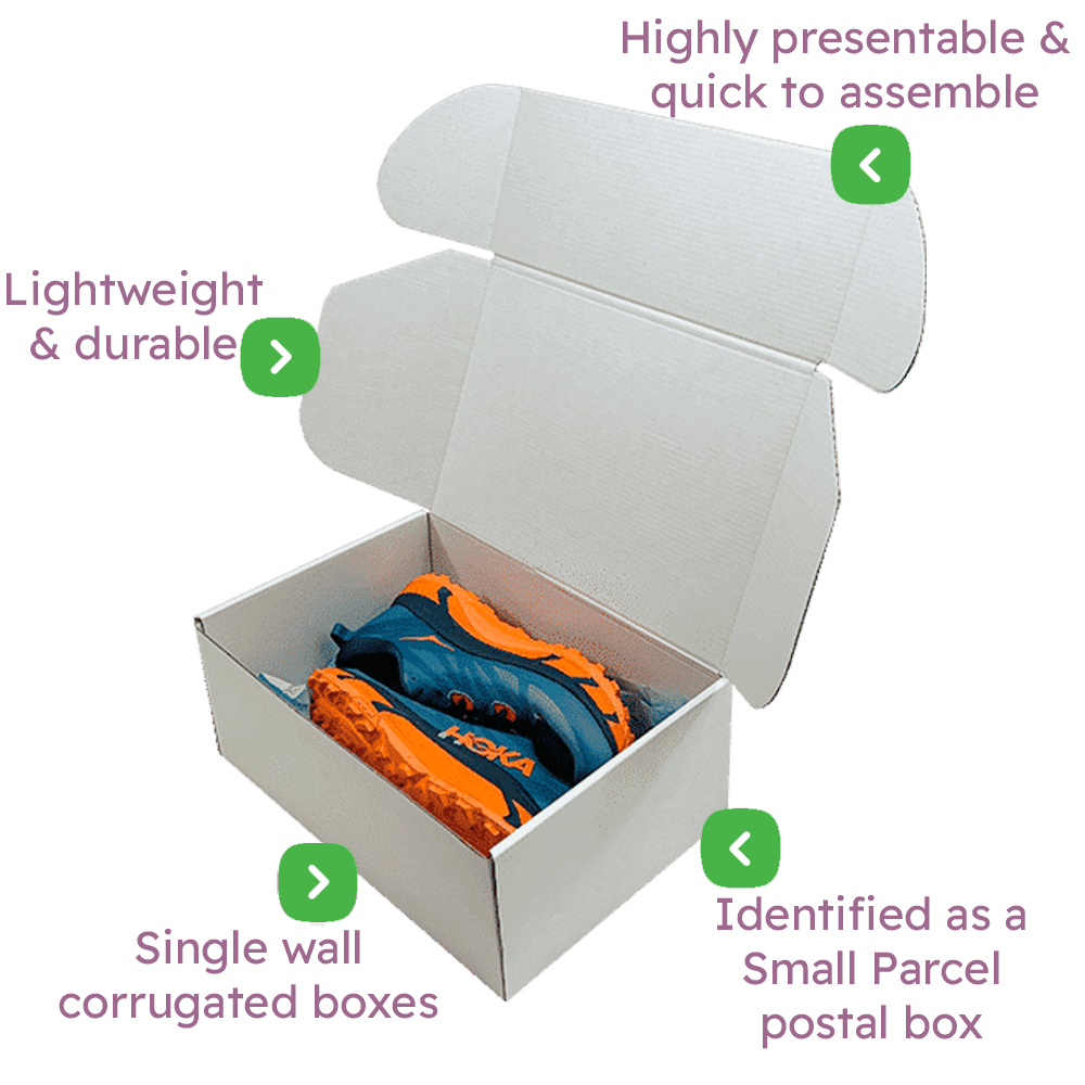 White PiP Small Parcel Postal Box - 375x255x150mm Infographic