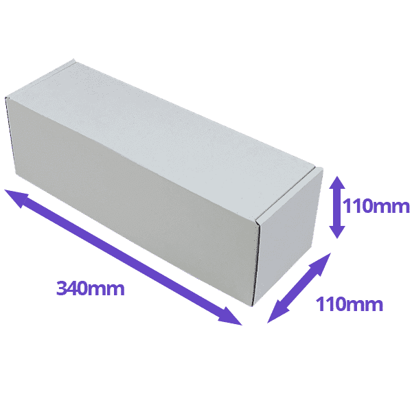 Single Bottle Air Packaging Kit - Includes Air Cushioning Bags, White Postal Boxes & Hand Pump - Box Dimensions